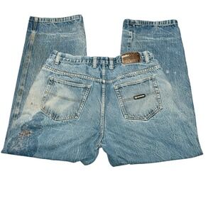 Vintage Reverb Wide Leg Baggy Jeans Mens 38x34‎ Paint Splatter Stains Distressed